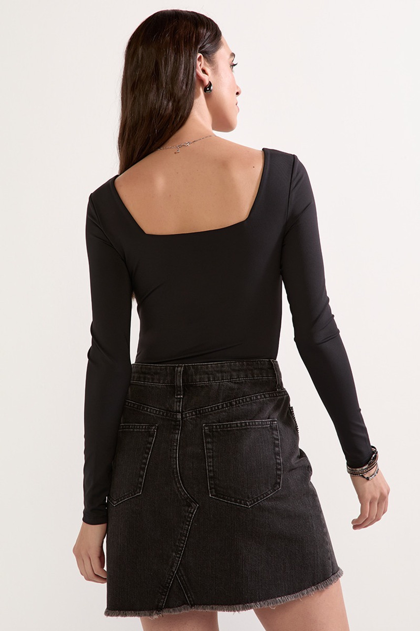 yummi by francesca's Square Neck Long Sleeve Bodysuit
