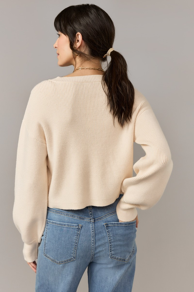 トップス ENFOLD LAYERED BALLOON-SLEEVE PULLOVER BALLOON SLEEVE SWEATER IN CHUNKY LOOP KNIT AT ATELIER DELPHINE