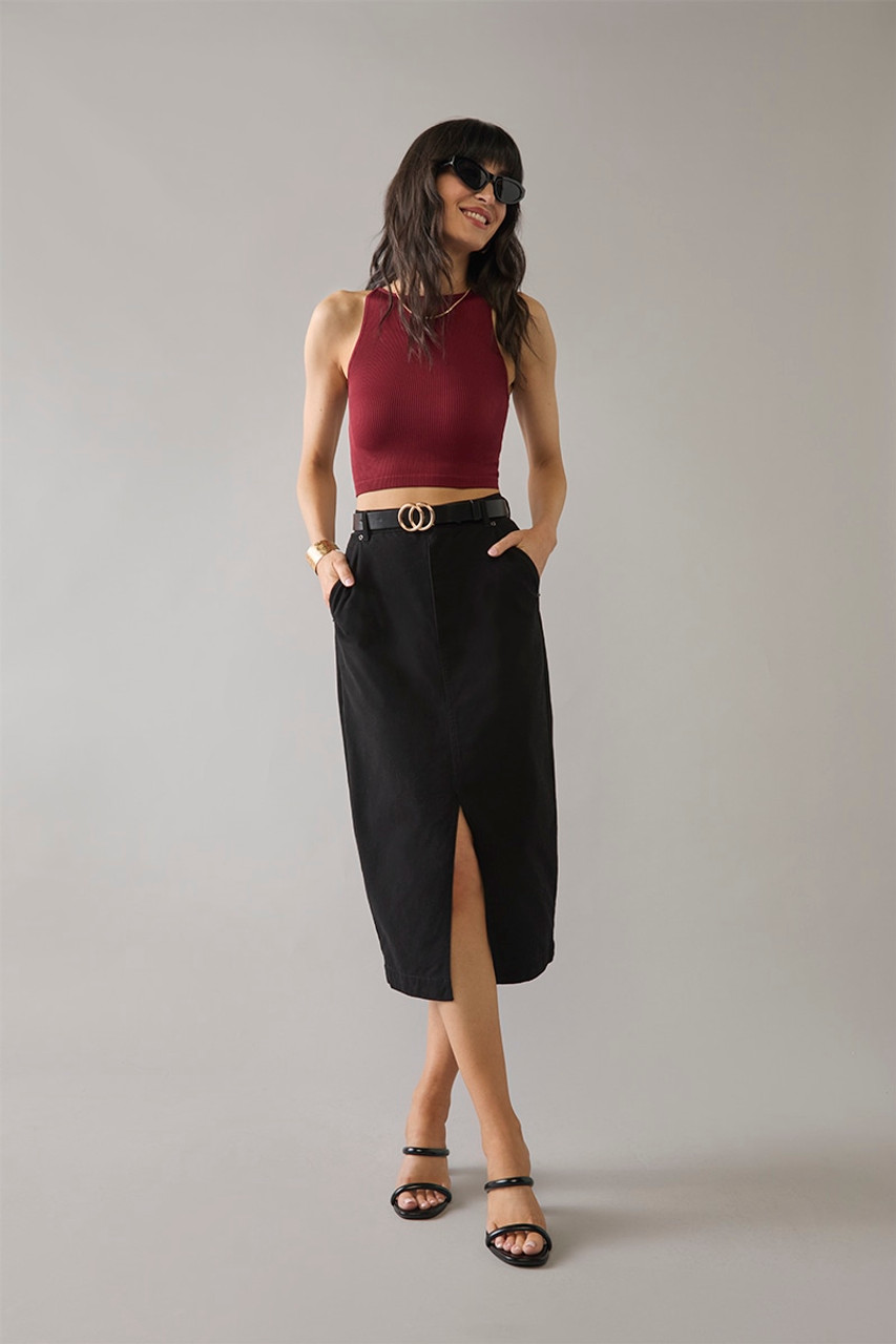 Lori Twill Midi Skirt | francesca's®