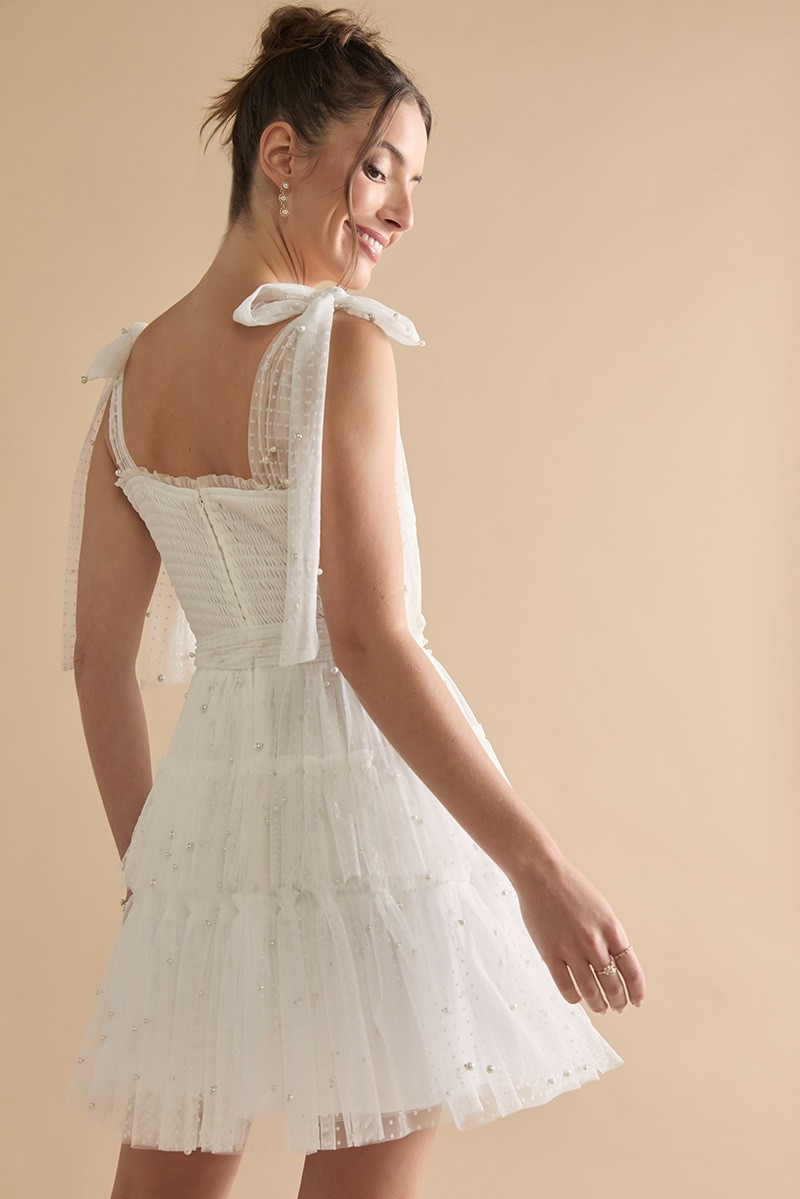 Vienna Pearl Embellished Fit And Flare Mini Dress