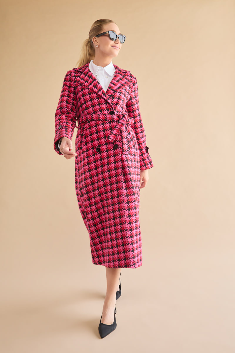 Katrina Houndstooth Tweed Coat | francesca's®