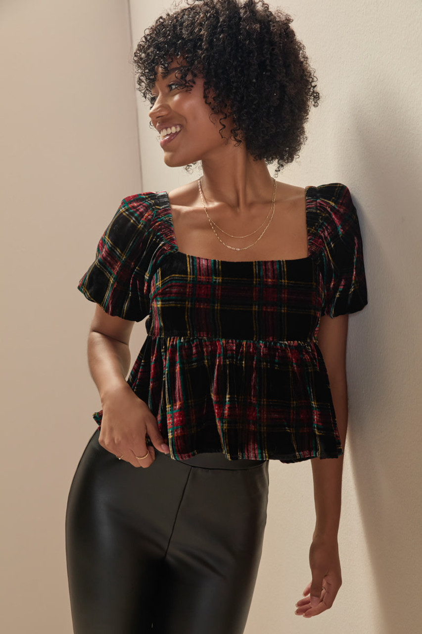 Viola Puff Sleeve Velvet Blouse | francesca's® Viola Puff Sleeve Velvet Blouse | francesca's®