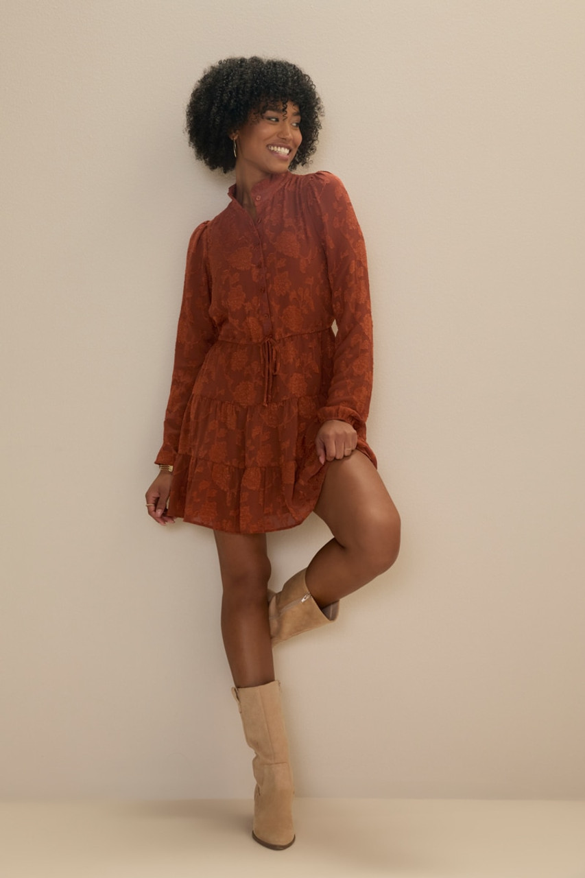 Bell♡ Red Leopard Bell Sleeve Chiffon Mini Dress | SilkFred US