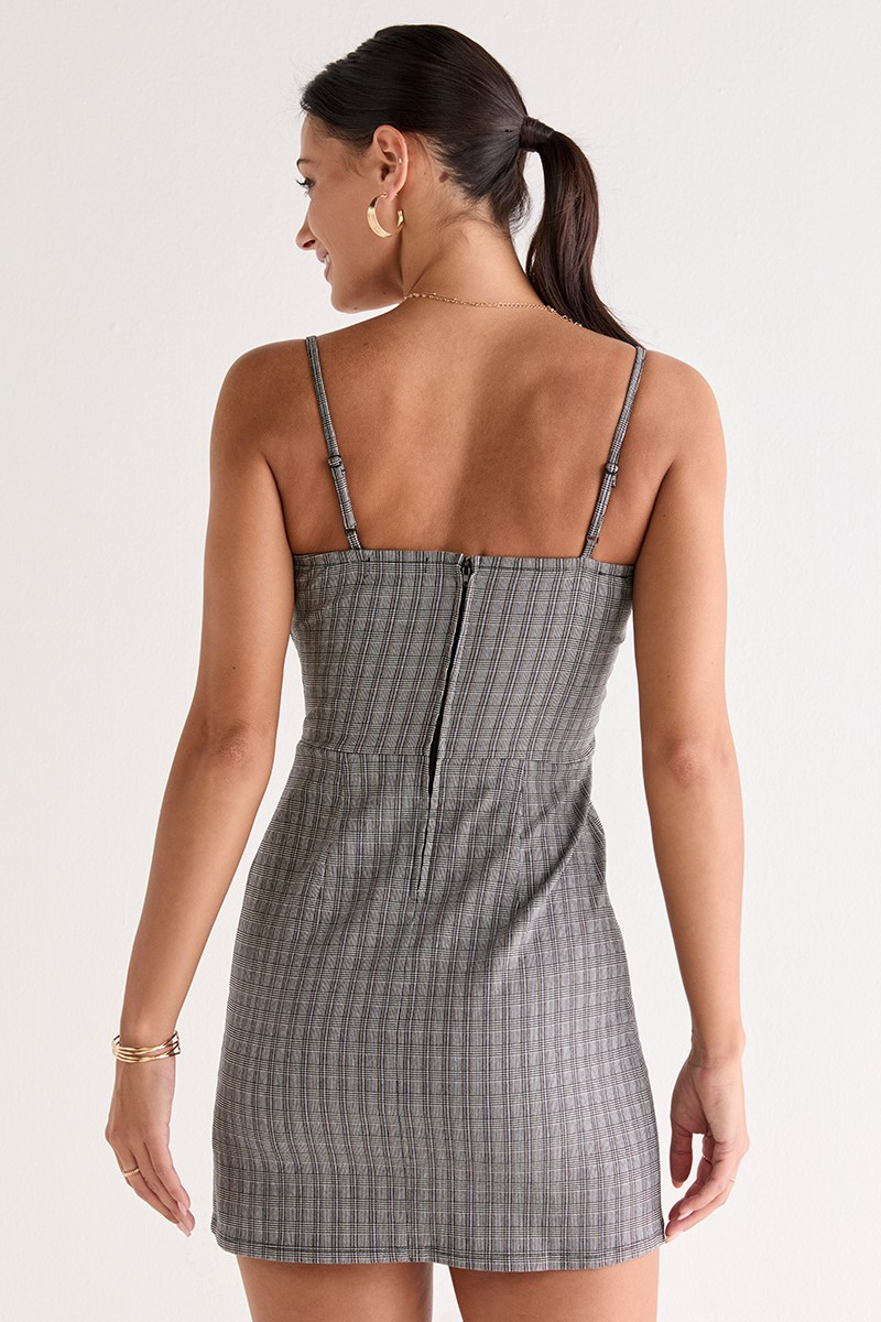 knee length dresses for ladies Rihoas Brown Plaid Sheath Dress