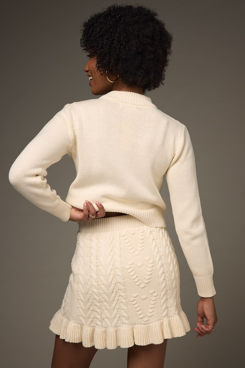 eaphi SPANGLE KNIT MINI SKIRT ビスチェ Jackie Heart Knit Pattern Mini Skirt | francesca's®