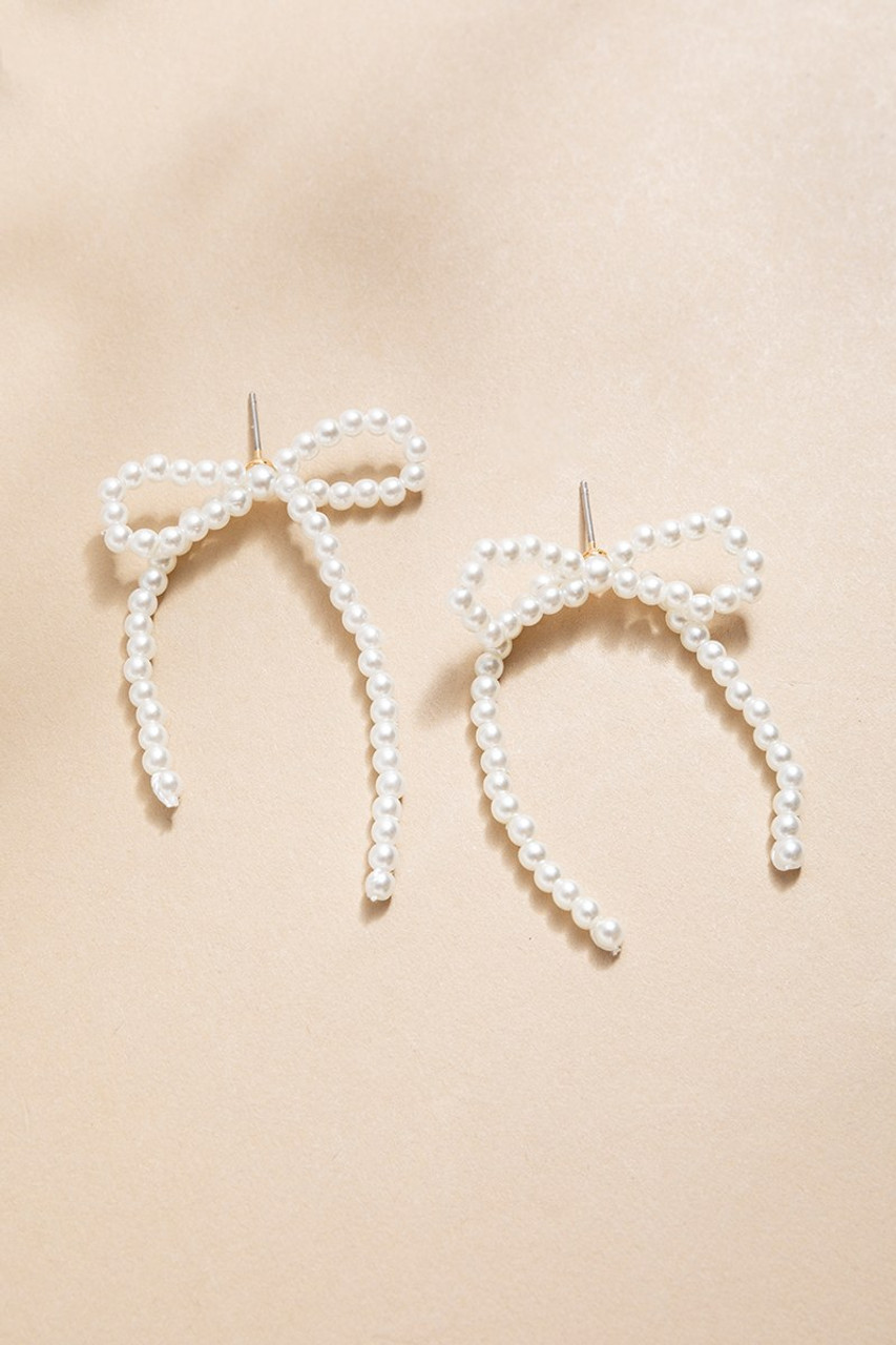【Monday Edition】24SS TIE A PEARL RIBBON EARRINGS Amazon.com: Gold Pearl Bow Earrings For Women Trendy Pink