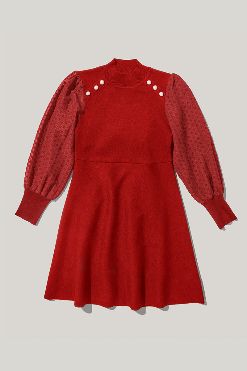 slim fit dress slacks Surplice Fit and Flare Sweater Dress main image 0