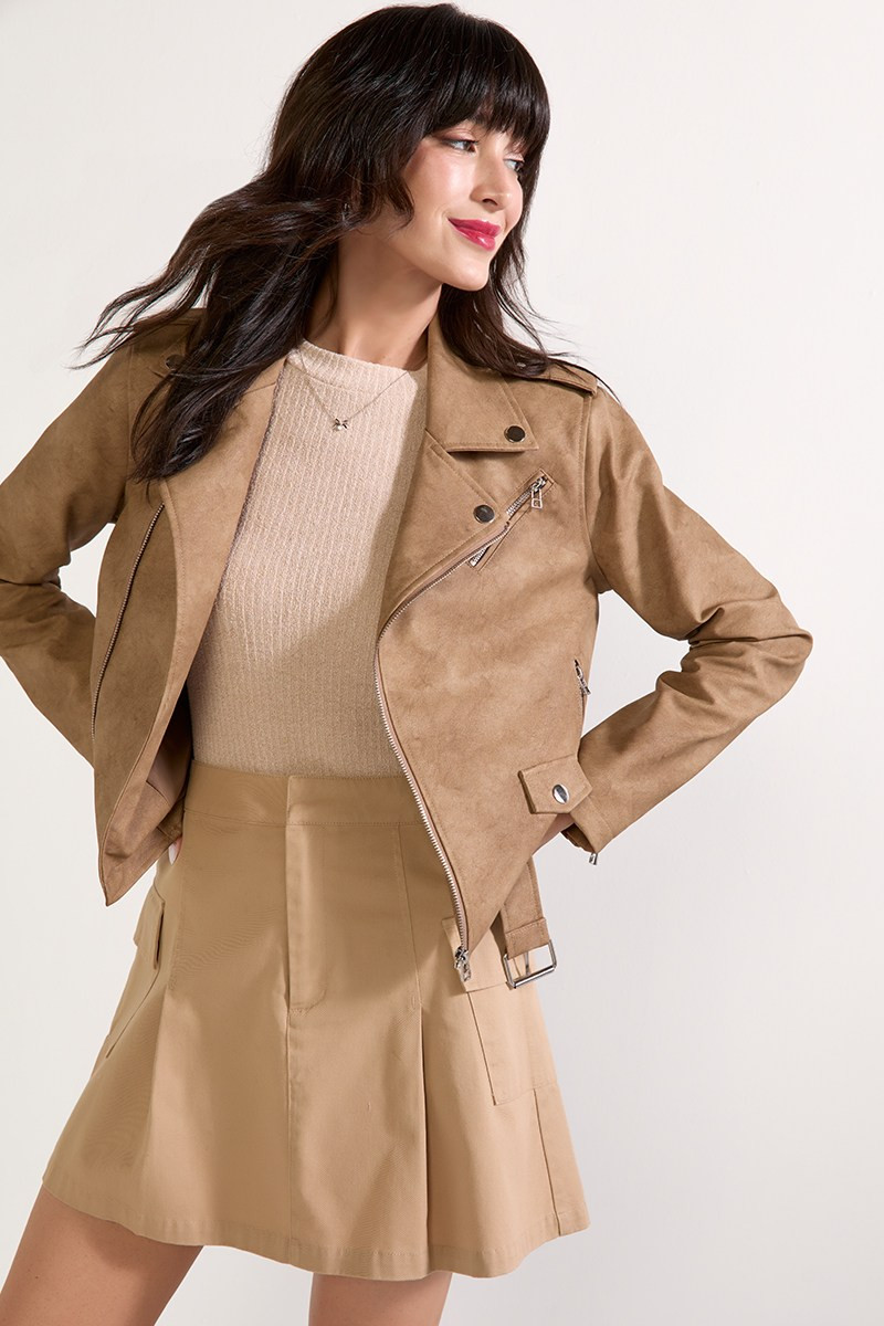 Emma Cropped Faux Leather Moto Jacket | francesca's®