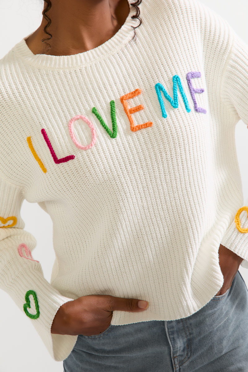 I Love Me 3D Stitch Pullover Sweater | francesca's®