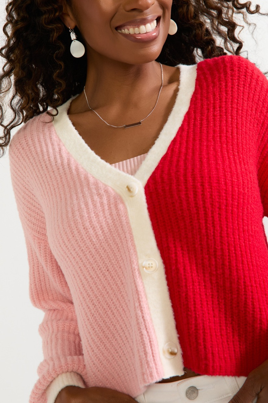 Denise Fuzzy Color Block Short Cardigan | francesca's®