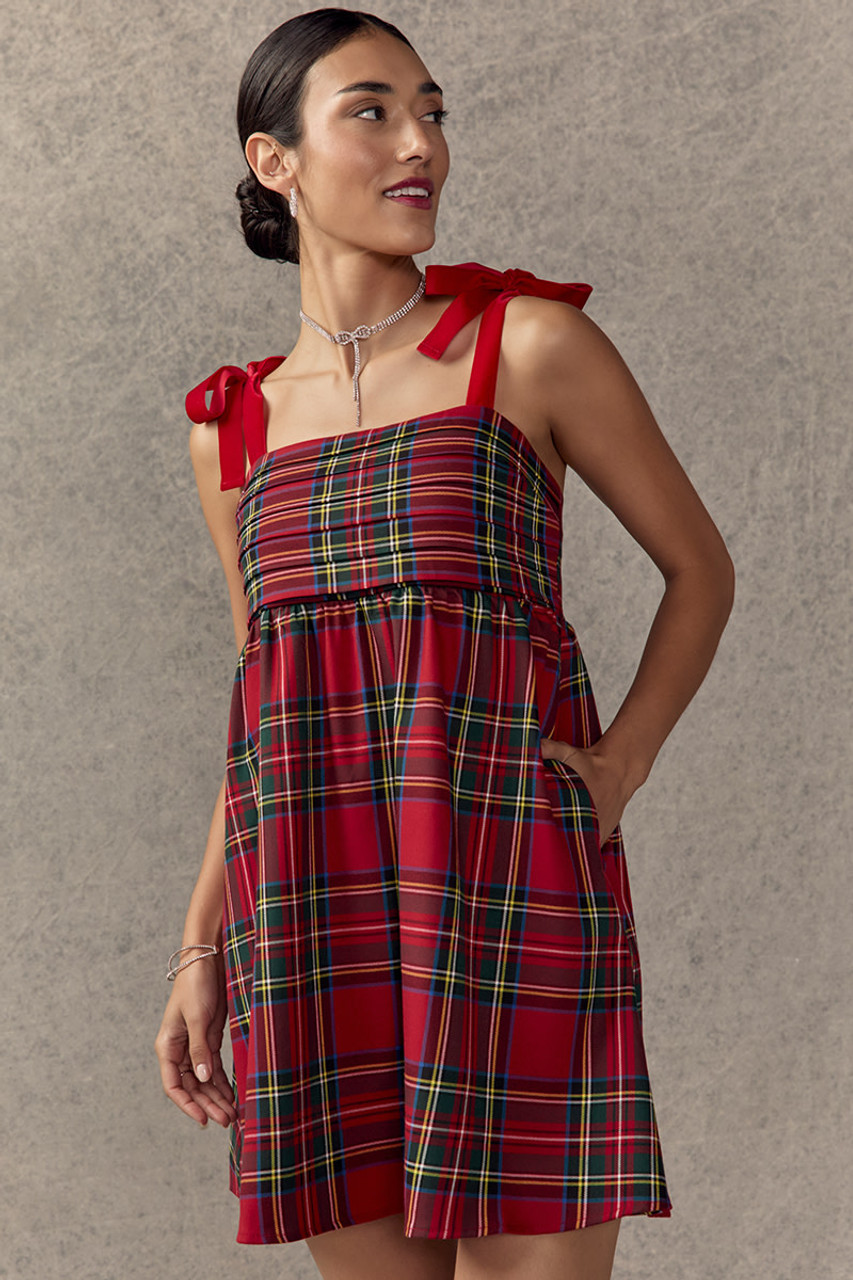 Lorrie Tie Strap Pleated Mini Dress | francesca's®