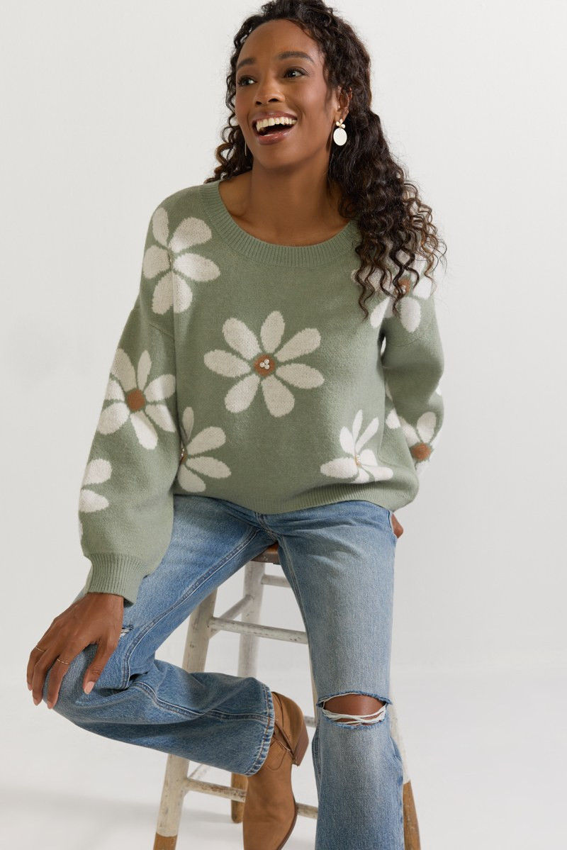 Daisy　パール　七分袖 Matilda Pearl Daisy Pattern Pullover Sweater