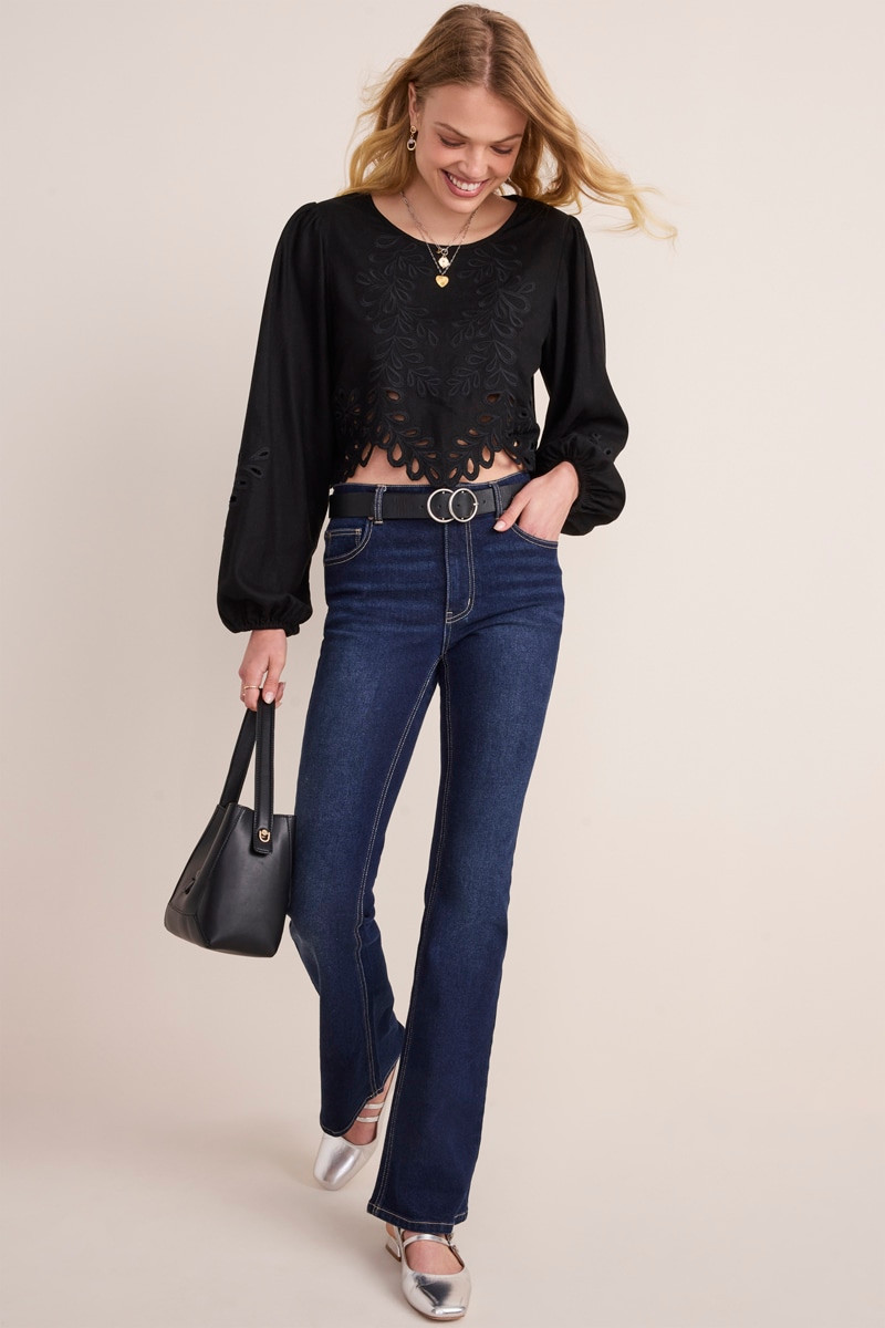 Mae Scallop Hem Embroidered Blouse | francesca's®