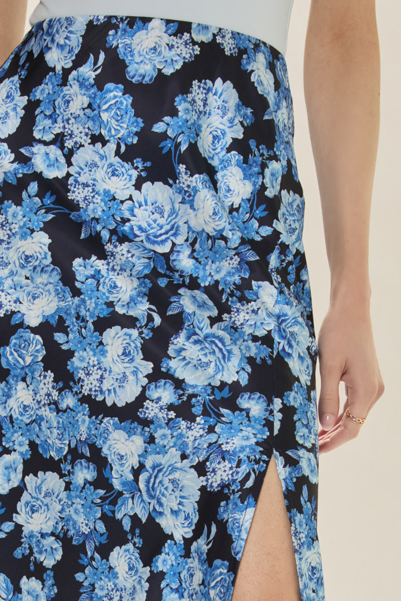 Pamela Satin Floral Midi Skirt | francesca's®