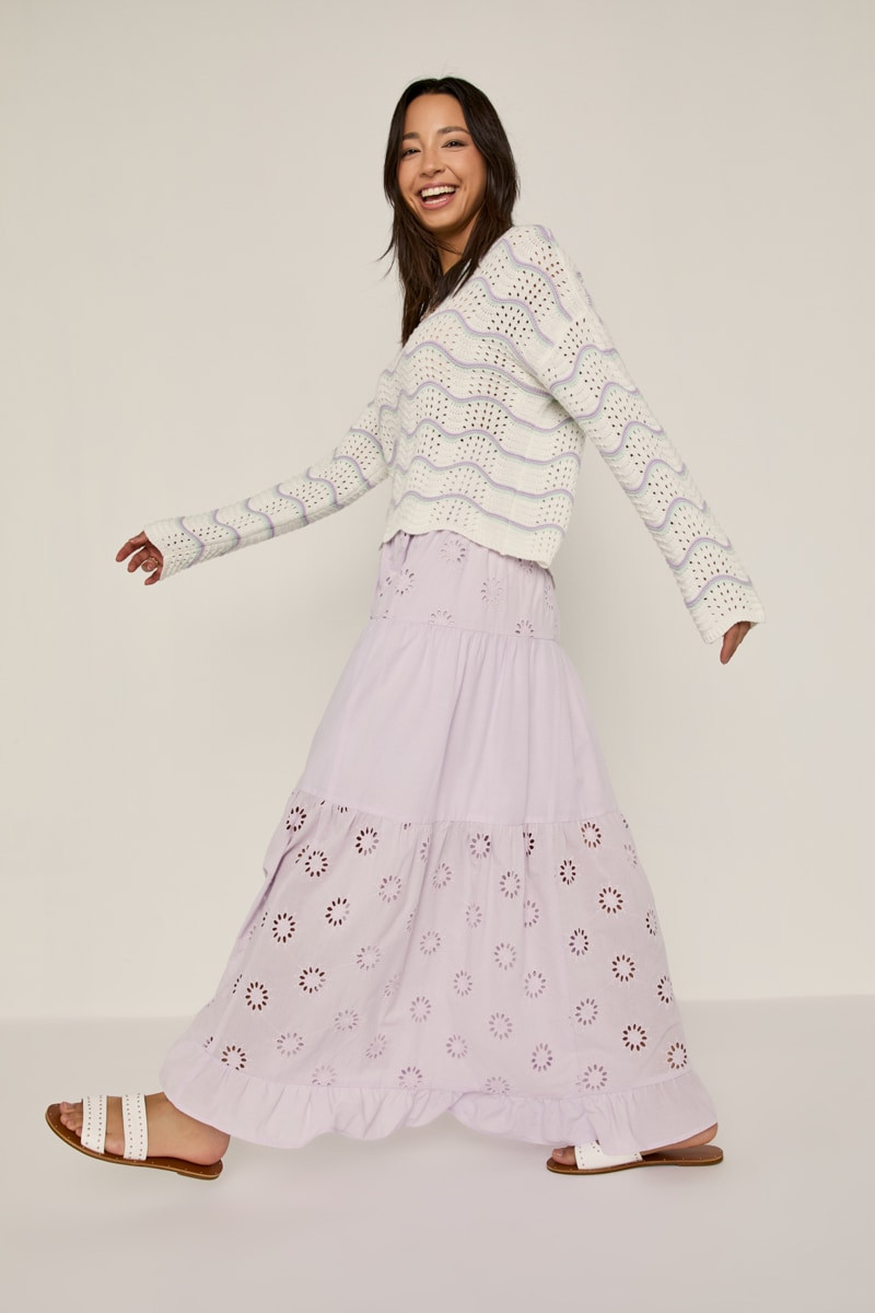 Phoebe Eyelet Maxi Skirt | francesca's®