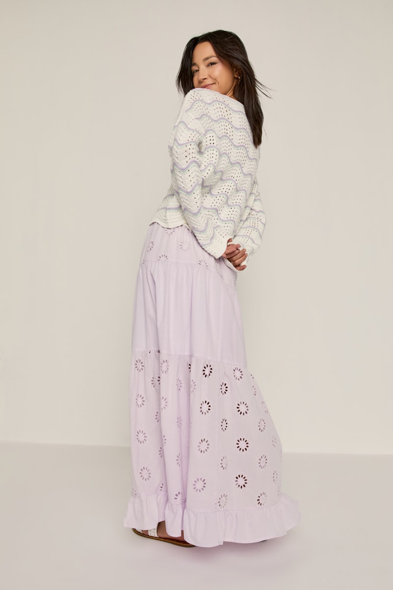 Phoebe Eyelet Maxi Skirt | francesca's®