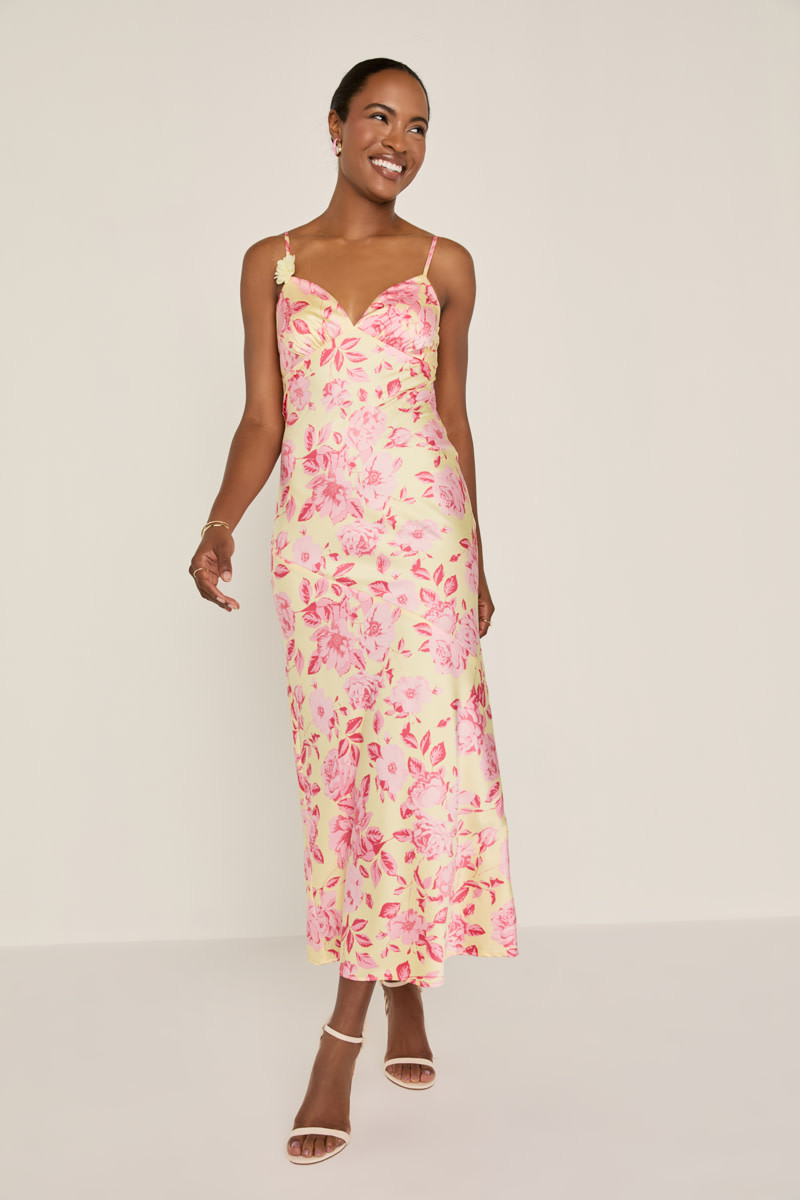 Sofia Satin Floral Maxi Dress | francesca's®