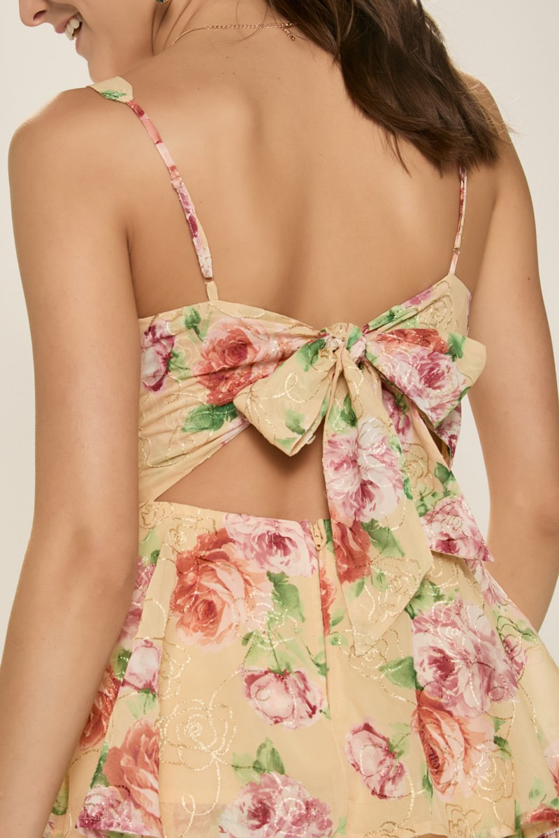chinese dress ladies Bow Back Midi Dress-Pink Floral main image 0