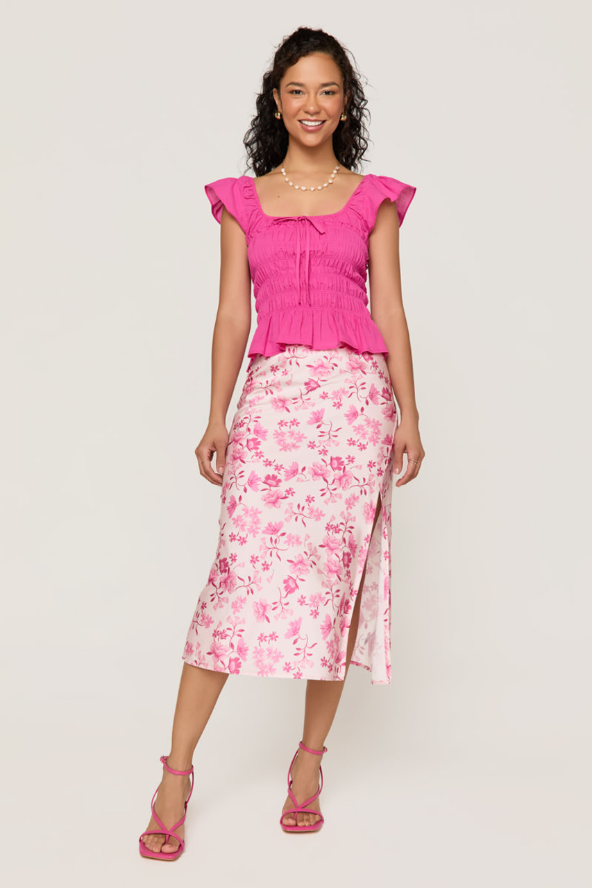 Carla Floral Satin Midi Skirt Carla Floral Satin Midi Skirt