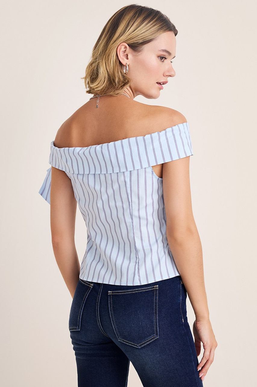 Dora Striped Bow Off Shoulder Top