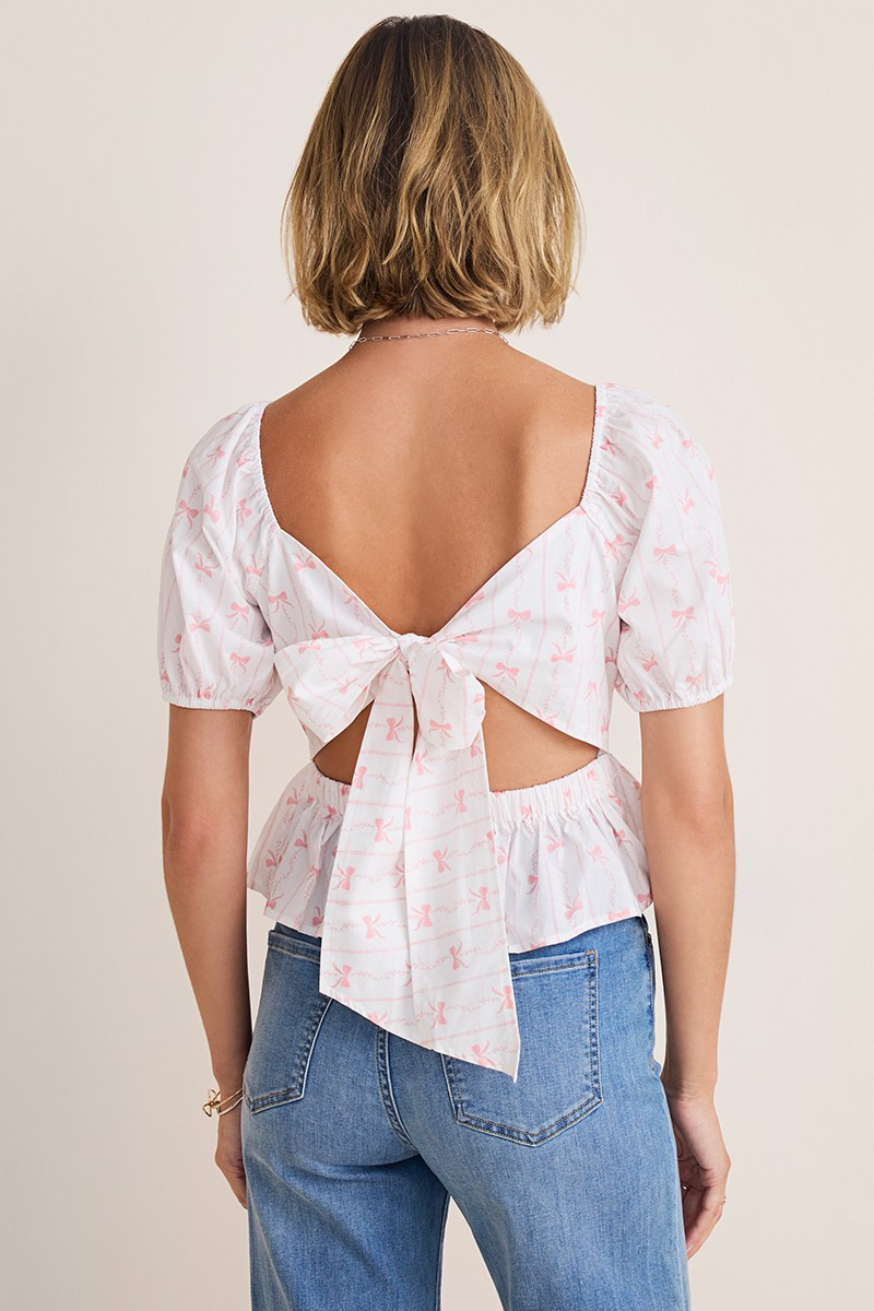 Joan Bow Back Short Sleeve Blouse