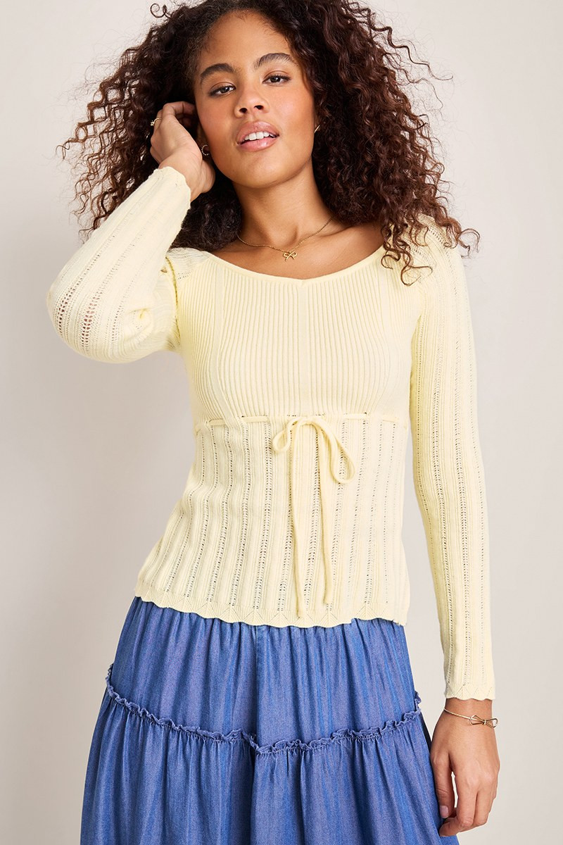 Jodie Rib Knit Tie-Front Top
