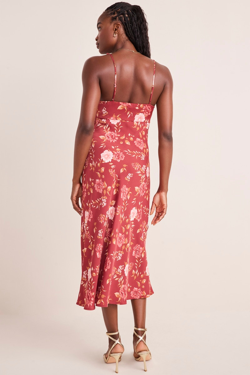 即購入可 / Lace Trimmed Floral Dress Bobbie Lace Trim Floral Midi Dress