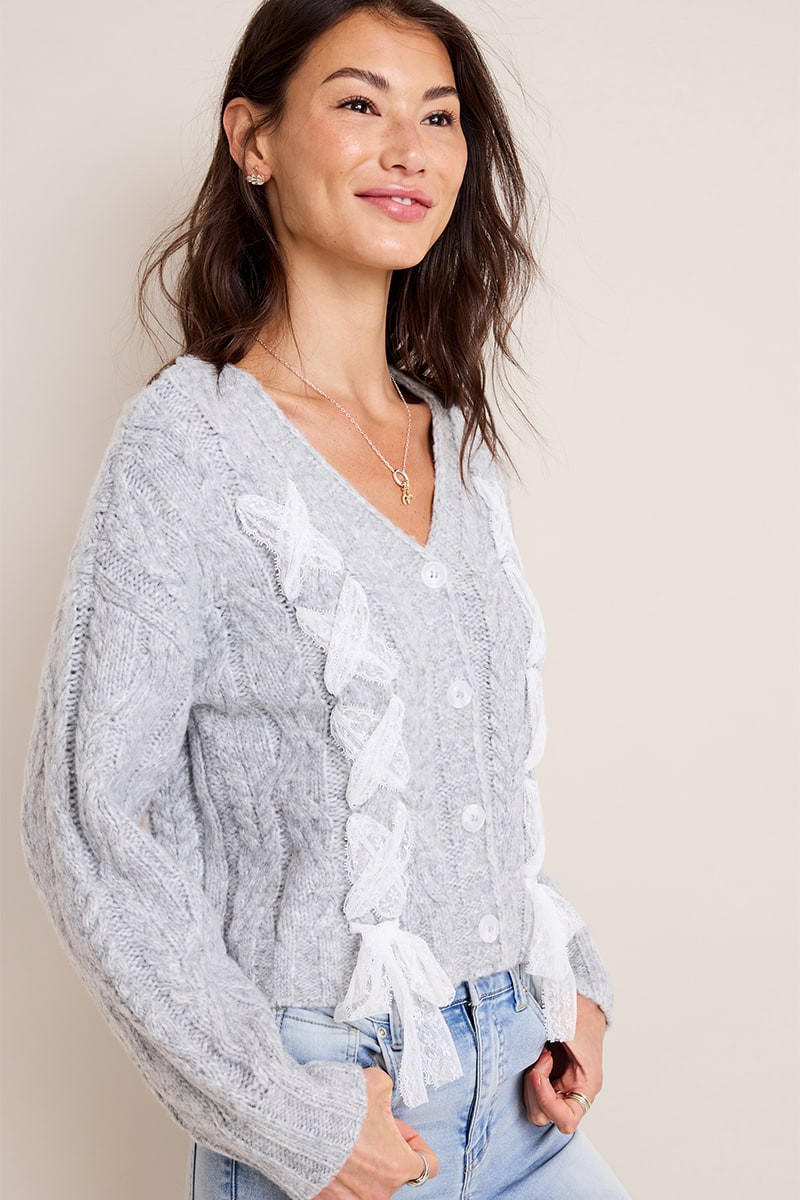 Pam Lace-Up Cardigan