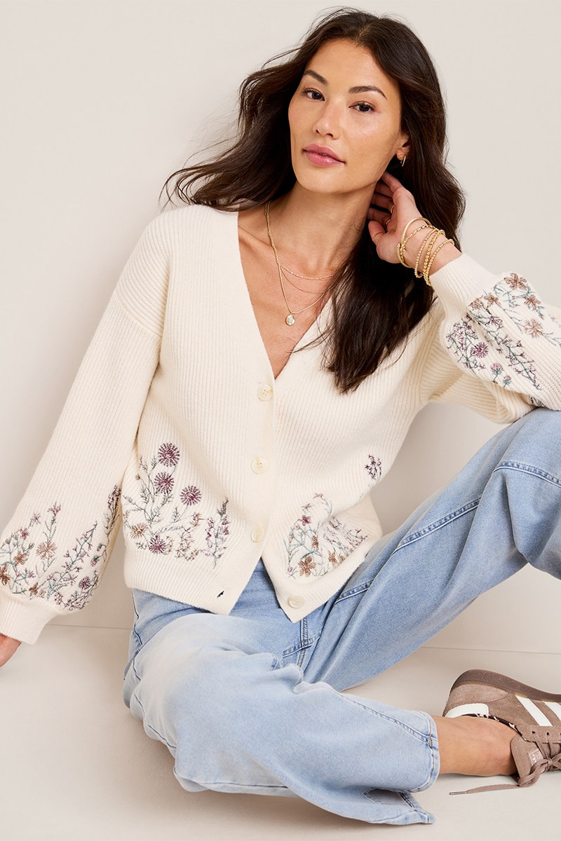 カーディガン epine flower rib clear button cardigan Flower Puff Cropped Cardigan – Madison Lily®️Apparel