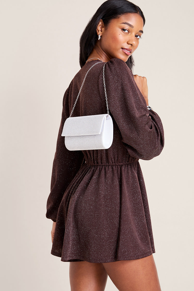 white lace up tie front mini knit dress Confte