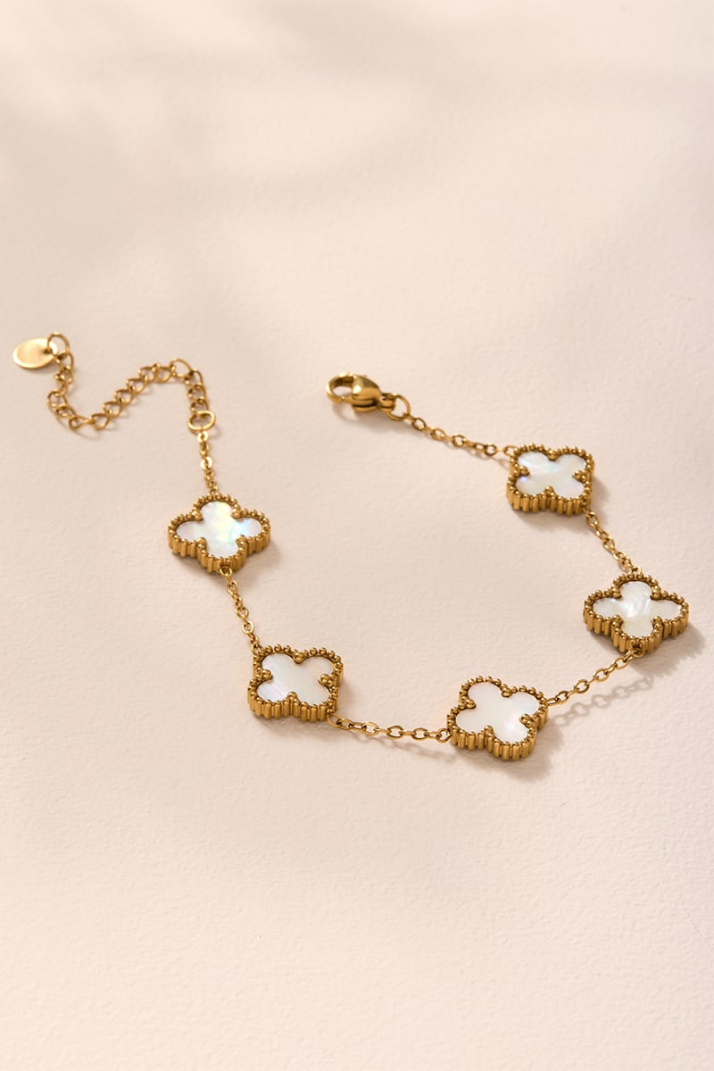 Nicole Stainless Steel Clover Station Bracelet