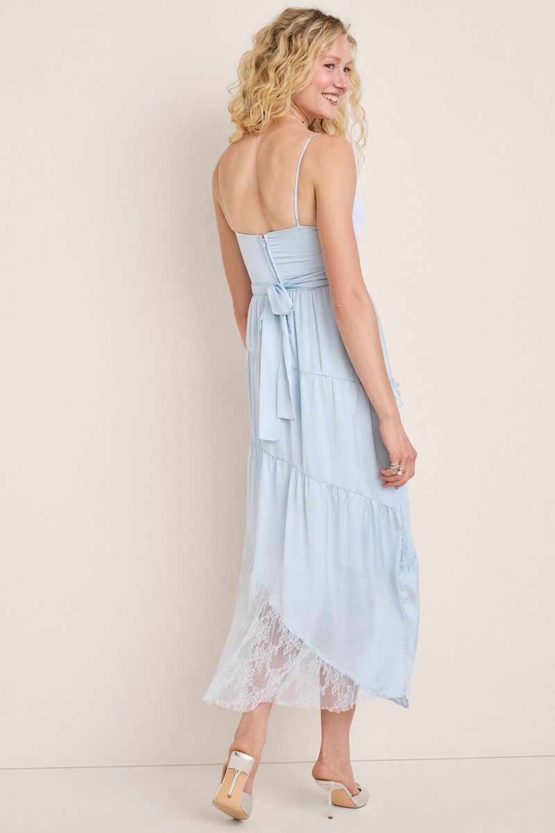 Lora Satin Ruffle Tiered Maxi Dress - Main Image
