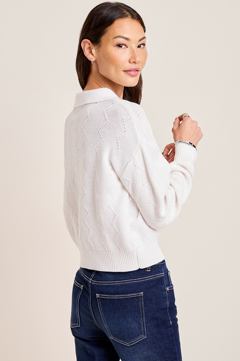 Dries Cashmere Stand Collar Sweater in Ivory