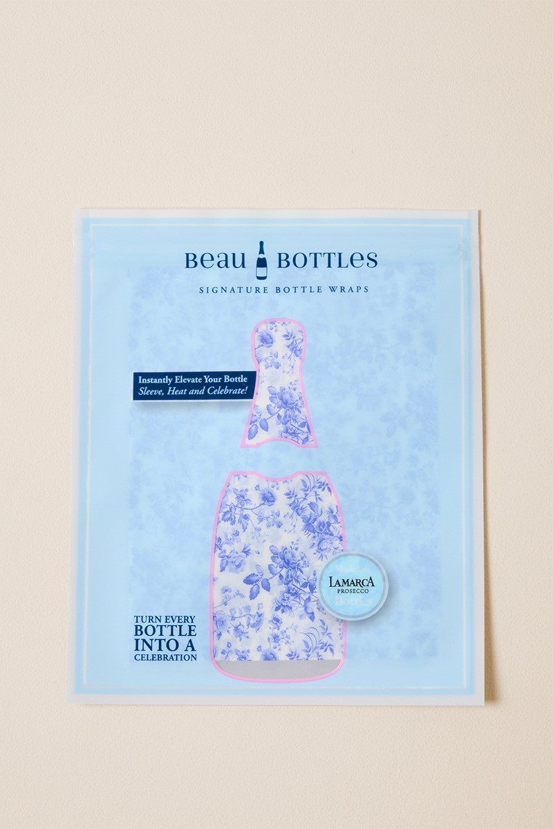 Beau Bottles Grandmillenial Blue Floral La Marca Edition Bottle Wrap