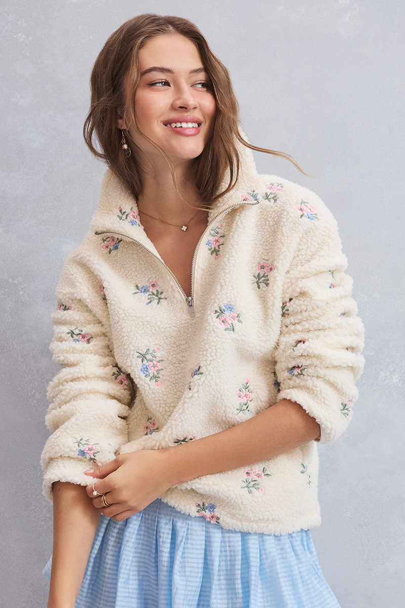 Selena Floral Quarter Zip Pullover