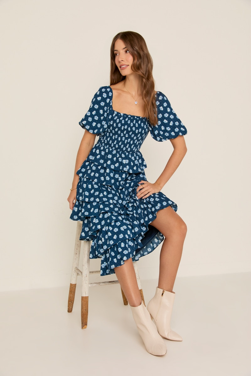 knee length dresses for ladies Katrina Butterfly Sleeve Midi Dress