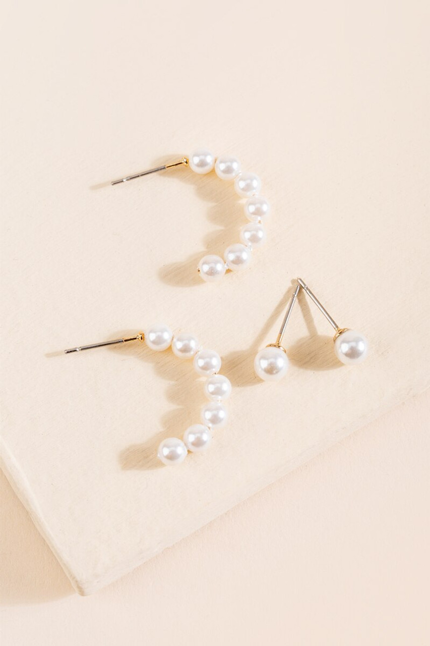 Tilda Pearl Beaded Earring Set - francesca's