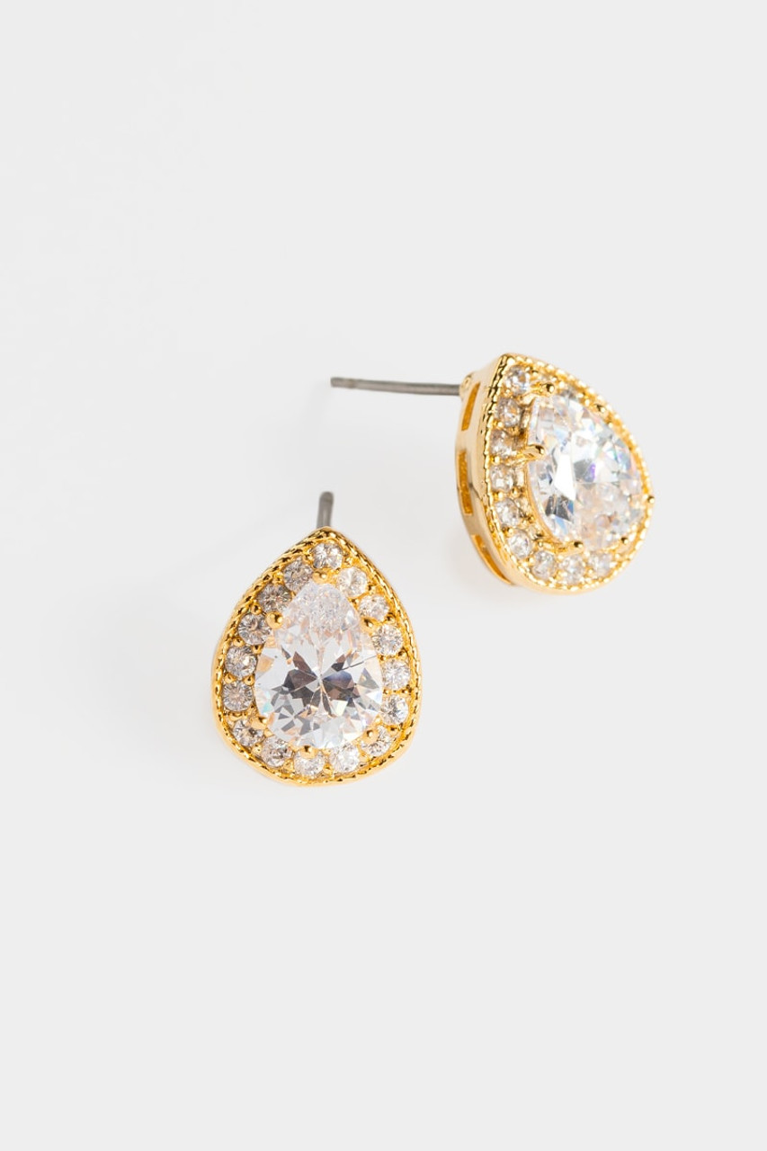 Shiloh Cubic Zirconia Teardrop Studs | francesca's®