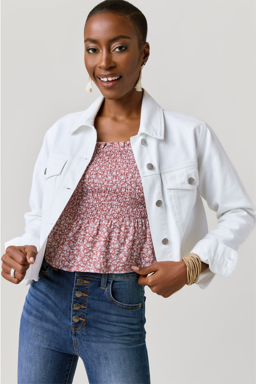 Cropped Denim Jacket White | Dynamite