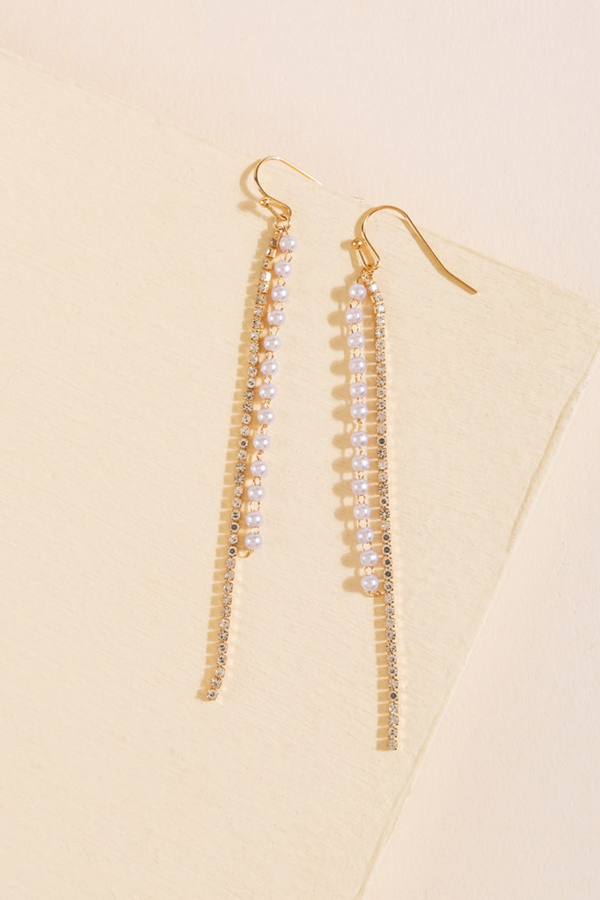 Lina Pearl Cupchain Drop Earrings - francesca's