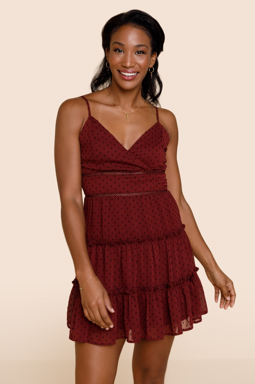 Angelise Clip Dot Tiered Mini Dress