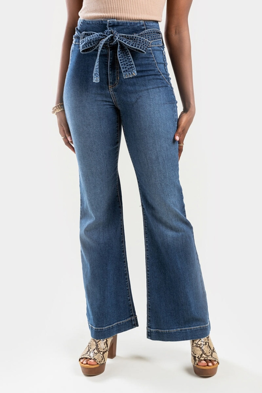 Darci High Rise Tie Front Flare Jeans