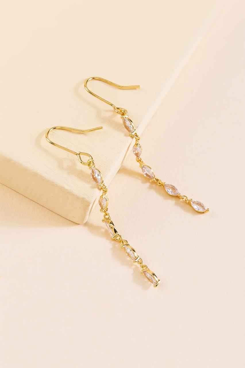Vintage gold tone multi stone Yellow linear drop earrings Pierced | eBay