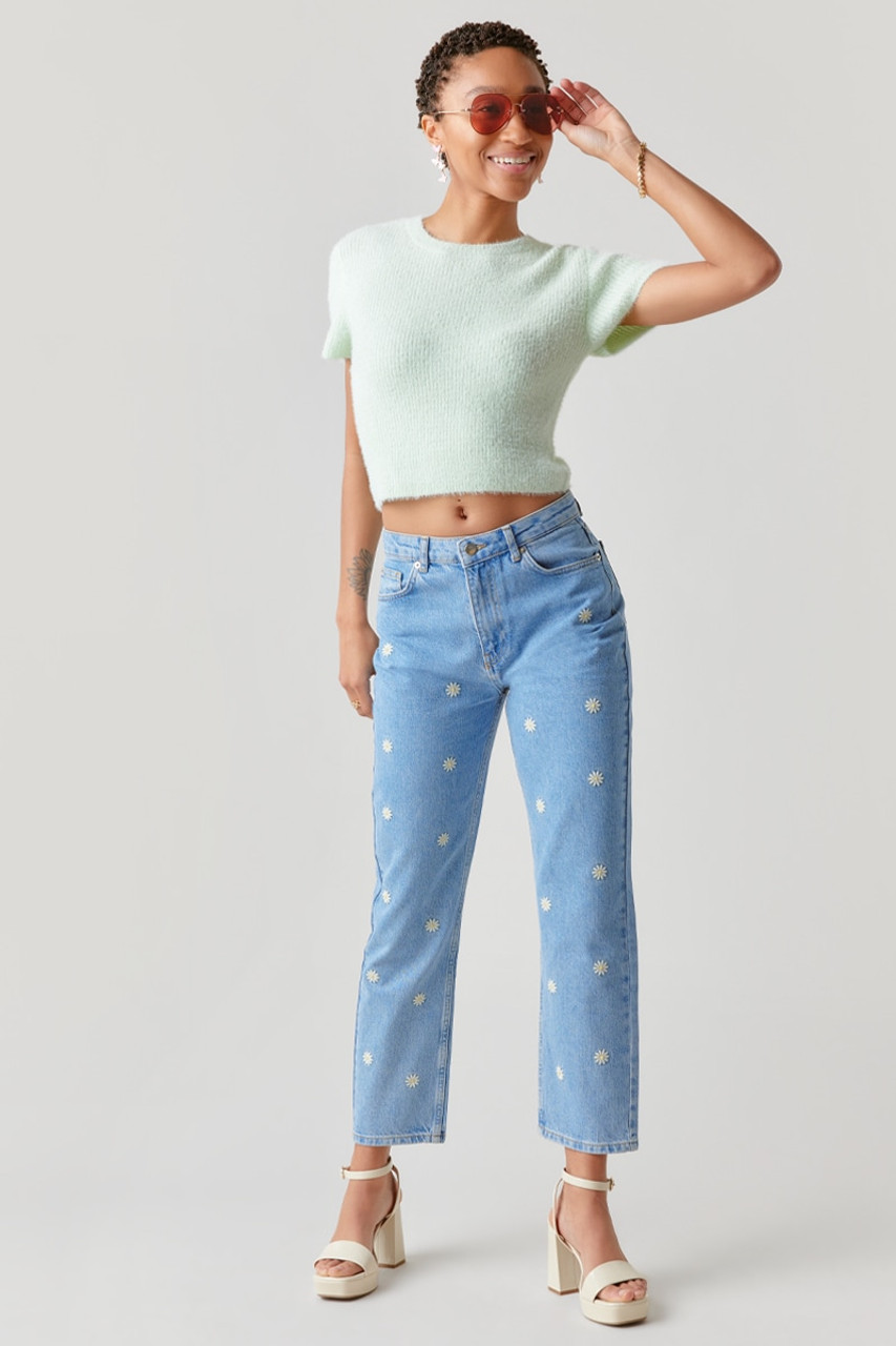 Brandy Melville Light Blue Periwinkle Christy Embroidered New York