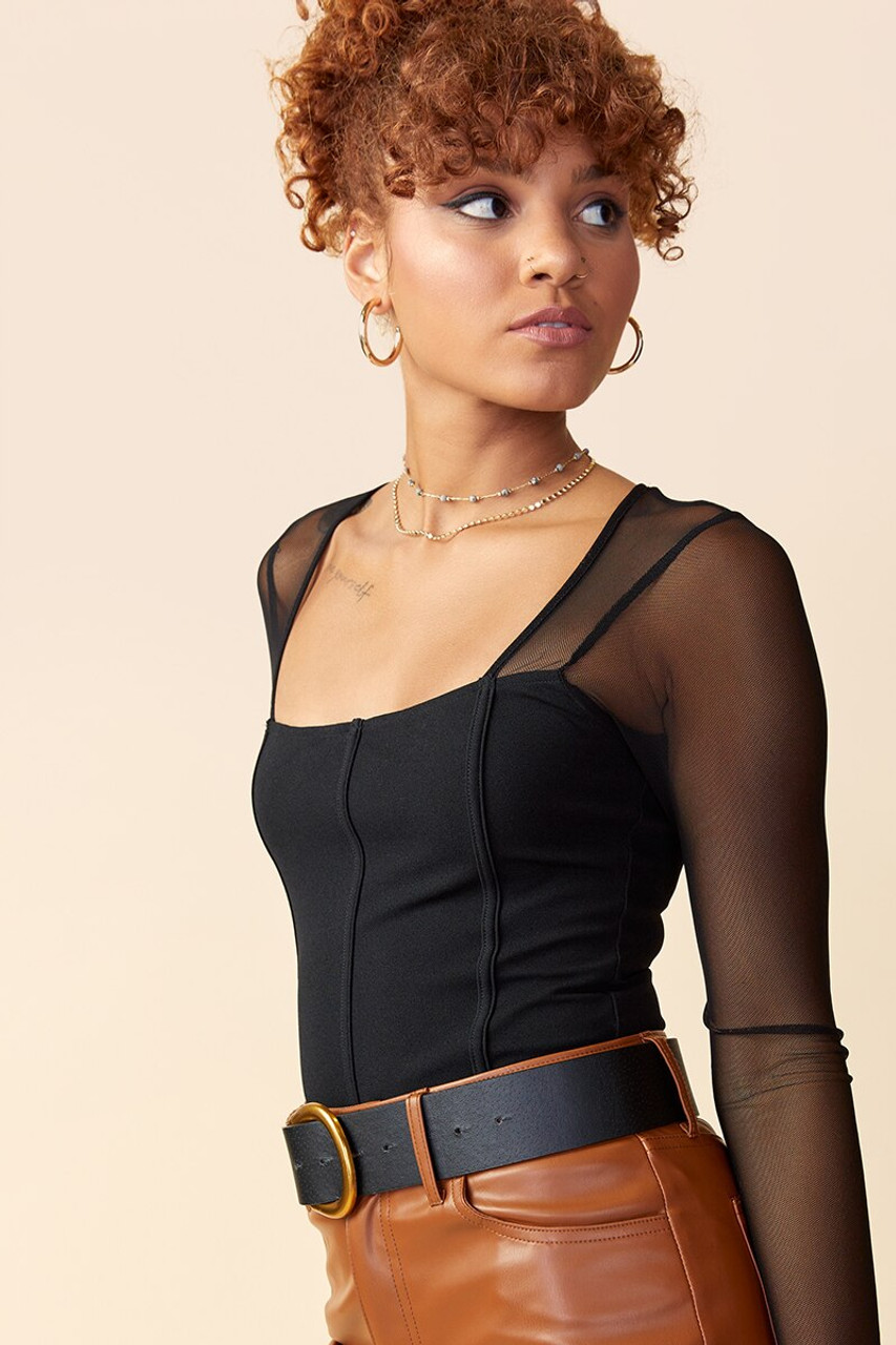 Mesh Corset Long Sleeve Tied Top – The Alley Online