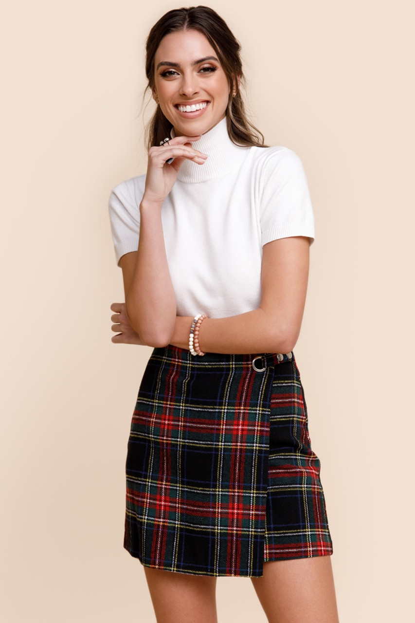 PLAID WRAP SKIRT