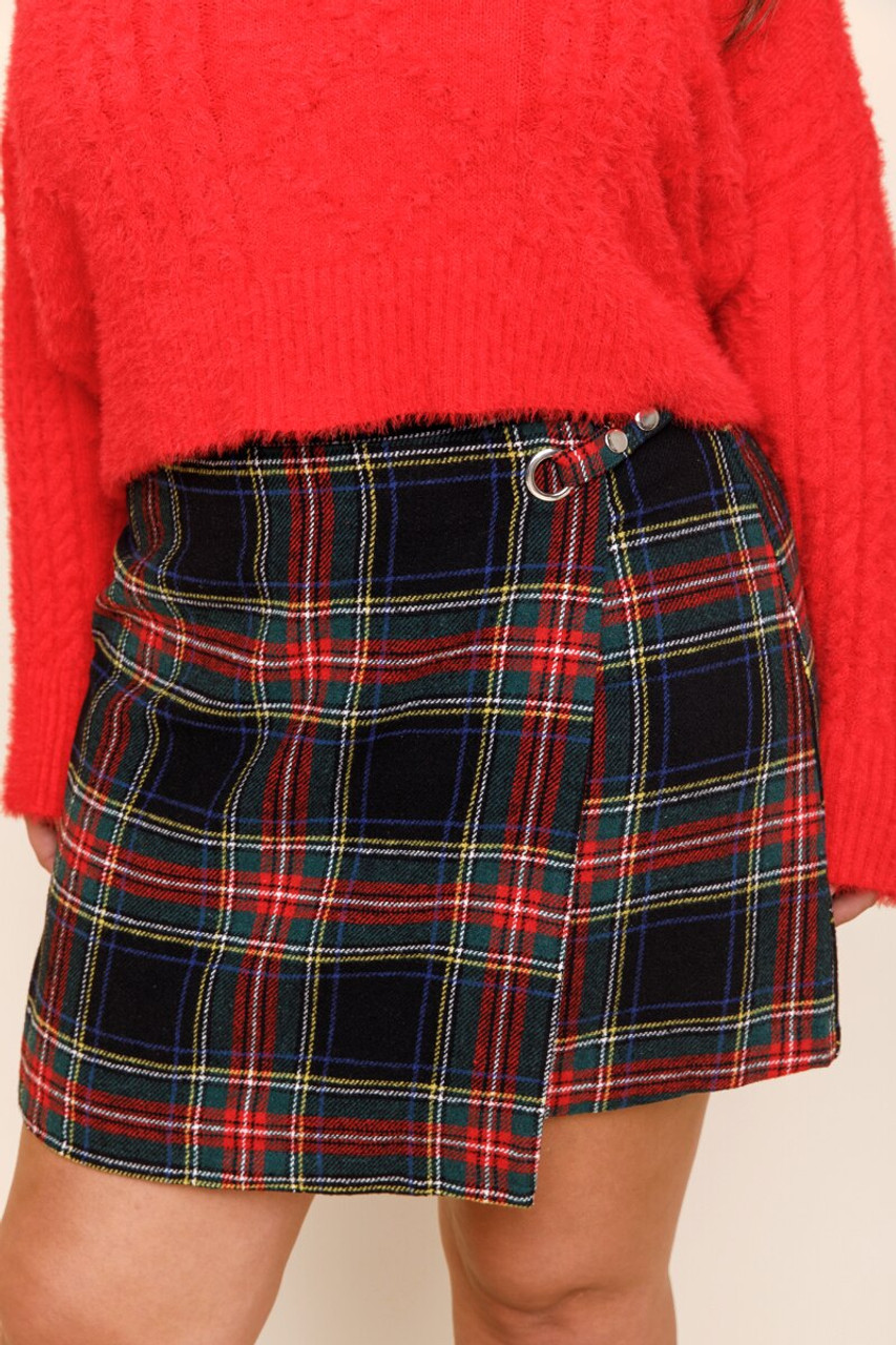 Plaid wrap skirt