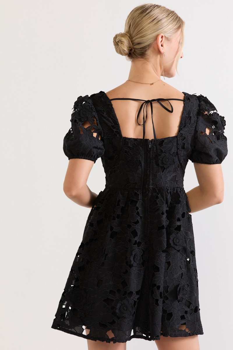 3d Crochet Lace Floral Mini Dress