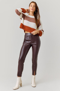 Ariee Colorblock Chenille  Sweater_1_Ivory