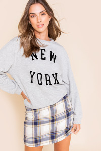 New York Crew Neck Sweatshirt_0_Heather Gray